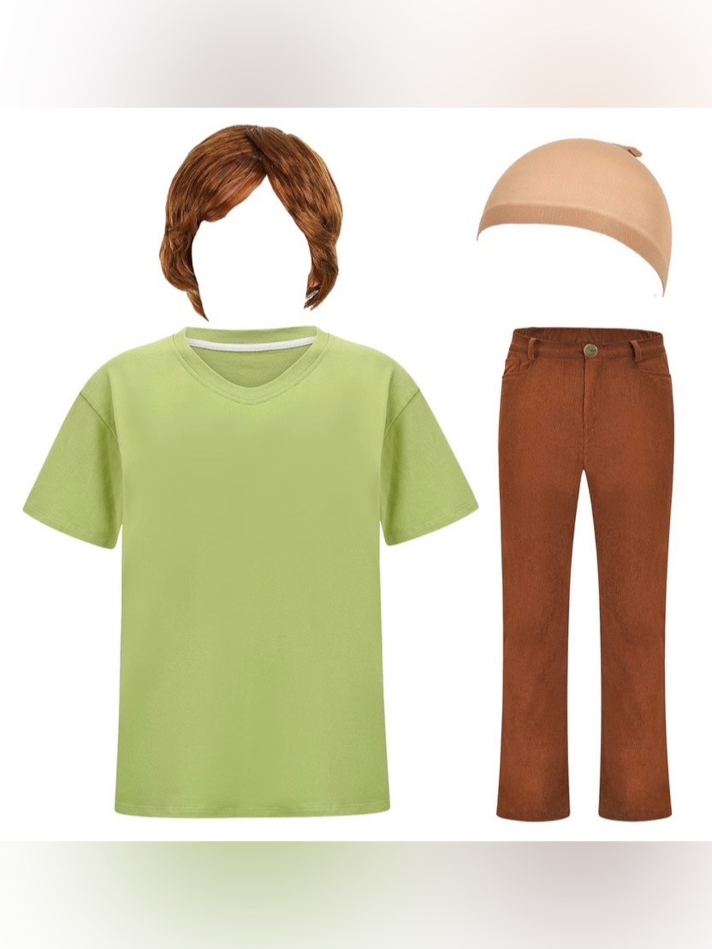 Shaggy Costume Adult XL Pants Shirt Wig Scooby Doo Cosplay Halloween Cartoon